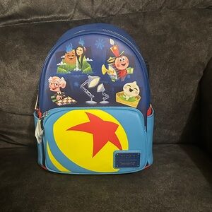 Disney Loungefly Short Films Blue and Yellow Backpack bao, lava, Luxo, tin toy